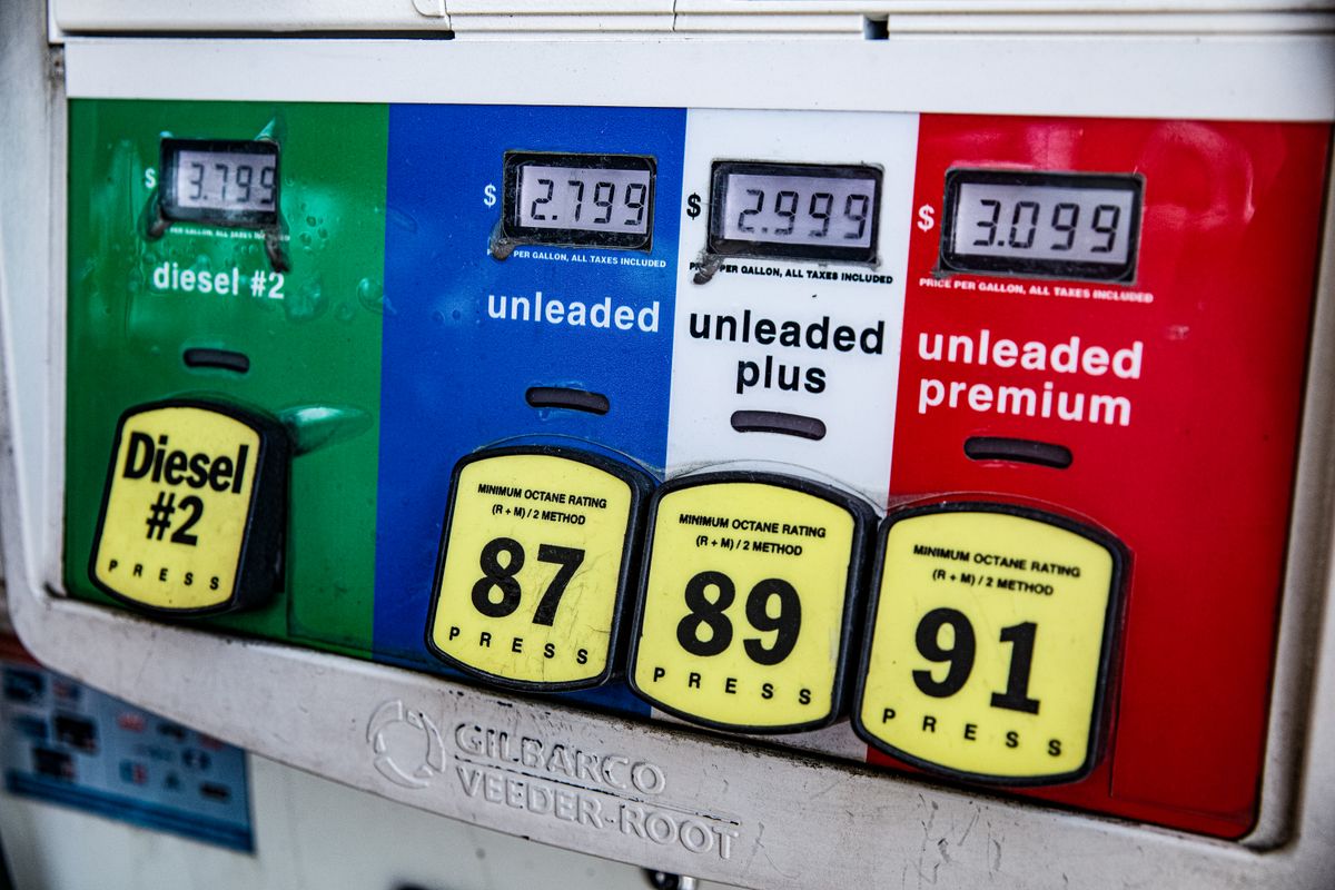 Vintage fuel pump display showing prices